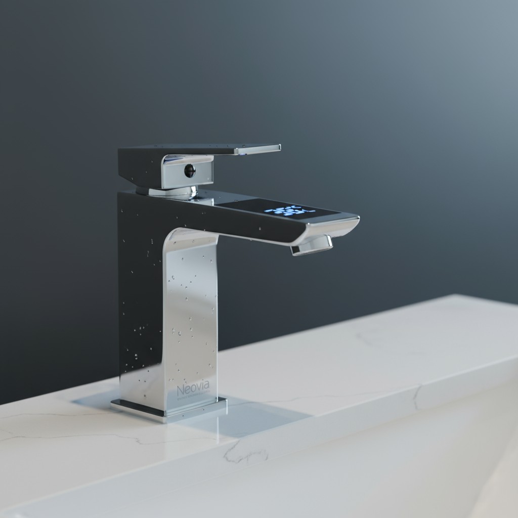 - *"Objet représentant un robinet de bain avec des gouttelettes d'eau"*